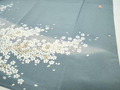 平和屋着物●染匠　久保耕　色留袖　駒刺繍　枝垂れ桜文　暈し染め　金彩　正絹　逸品　CABD9068gh
