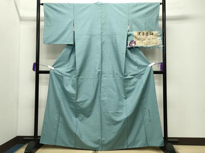 平和屋着物●菅原工房　菅原結作　漢方染紬　色無地　錆青磁色　証紙付き　正絹　逸品　CABD9069gh