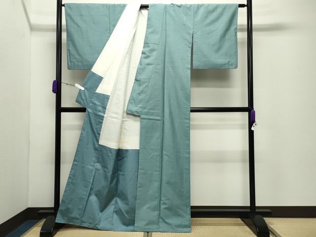 平和屋着物●菅原工房　菅原結作　漢方染紬　色無地　錆青磁色　証紙付き　正絹　逸品　CABD9069gh