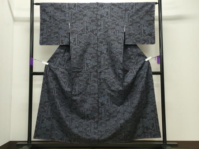 平和屋着物●結城紬　100亀甲　流水松笹花文　正絹　逸品　未使用　CABD9071gh 平和屋着物○結城紬 100亀甲 流水松笹花文 正絹 逸品 未使用