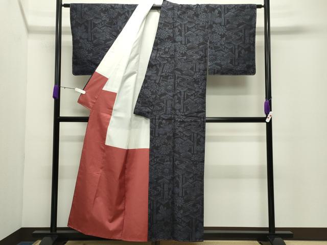 平和屋着物●結城紬　100亀甲　流水松笹花文　正絹　逸品　未使用　CABD9071gh 平和屋着物○結城紬 100亀甲 流水松笹花文 正絹 逸品 未使用
