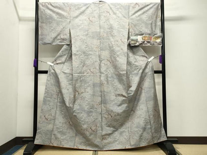 平和屋着物●都喜ヱ門　本場大島紬　白大島　9マルキ　総絣　草木づくし　露のかおり　藤絹織物謹製　証紙付き　正絹　逸品　CABD9074gh