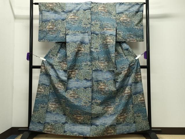 平和屋着物●都喜ヱ門　本場大島紬　7マルキ　総絣　風景文　藤絹織物謹製　正絹　逸品　CABD9085gh