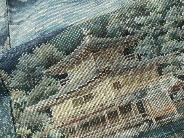 平和屋着物●都喜ヱ門　本場大島紬　7マルキ　総絣　風景文　藤絹織物謹製　正絹　逸品　CABD9085gh