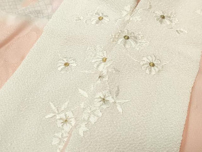 平和屋着物●豪華振袖・長襦袢セット　駒刺繍　舞花文　暈し染め　金彩　銀通し地　半衿刺繍　正絹　逸品　CABD9086gh