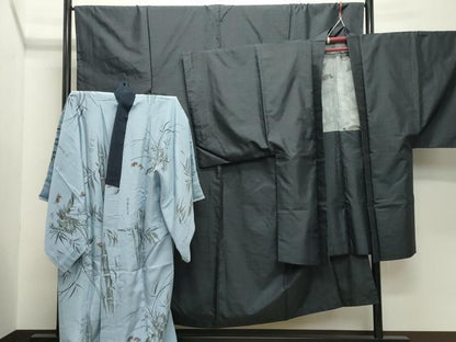 平和屋着物●男性　本場大島紬　アンサンブル・長襦袢セット　80亀甲　総詰め　正絹　逸品　CABD9087gh