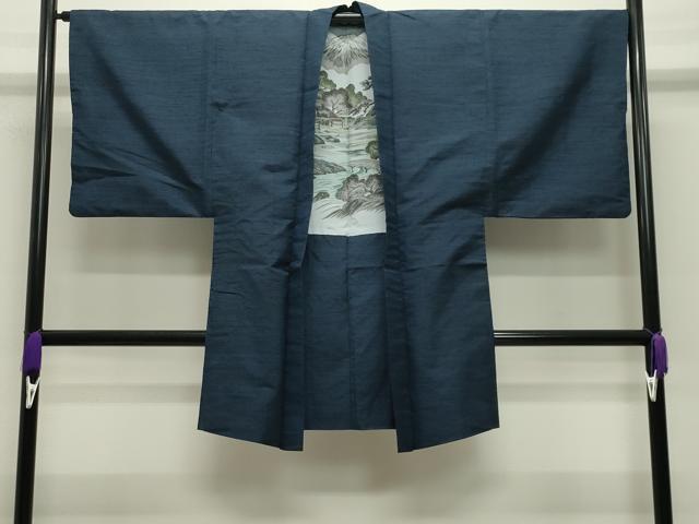 平和屋着物●男性　紬　アンサンブル・長襦袢セット　霞文　正絹　逸品　CABD9088gh
