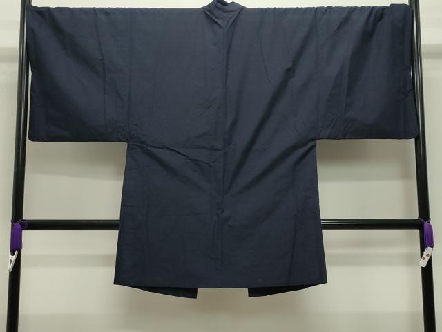 平和屋着物●男性　紬　アンサンブル　色無地　漆黒色　キングサイズ　正絹　逸品　CABD9090gh