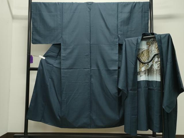 平和屋着物●男性　紬　アンサンブル　100亀甲　総詰め　正絹　逸品　未使用　CABD9092gh