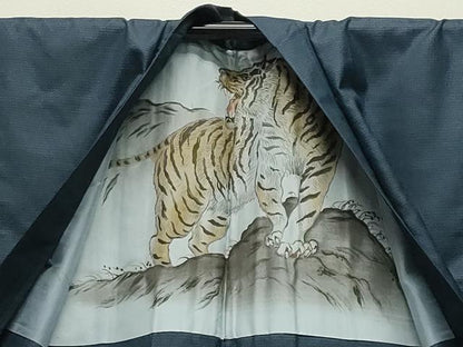 平和屋着物●男性　紬　アンサンブル　100亀甲　総詰め　正絹　逸品　未使用　CABD9092gh