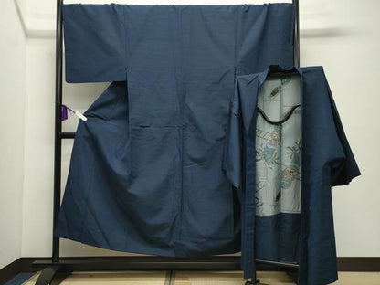 平和屋着物●男性　紬　アンサンブル　色無地　褐返色　キングサイズ　正絹　逸品　CABD9093gh