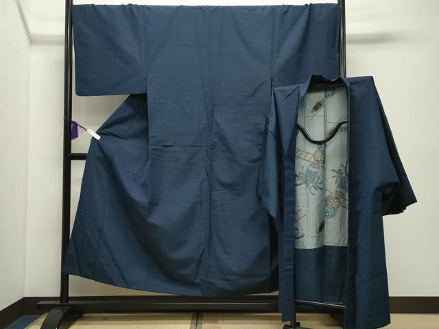 平和屋着物●男性　紬　アンサンブル　色無地　褐返色　キングサイズ　正絹　逸品　CABD9093gh