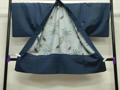 平和屋着物●男性　紬　アンサンブル　色無地　褐返色　キングサイズ　正絹　逸品　CABD9093gh