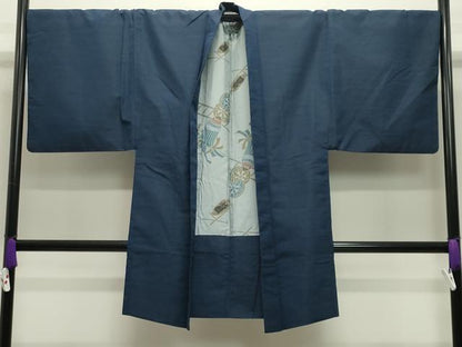 平和屋着物●男性　紬　アンサンブル　色無地　褐返色　キングサイズ　正絹　逸品　CABD9093gh