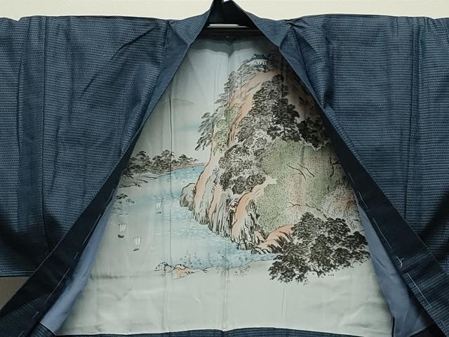 平和屋着物●男性　紬　アンサンブル　100亀甲　総詰め　正絹　逸品　CABD9094gh