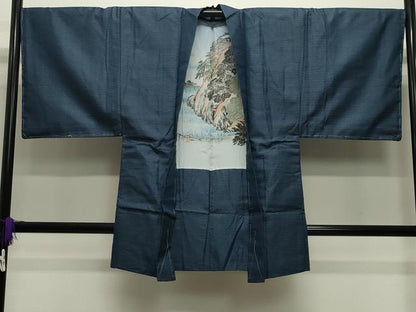 平和屋着物●男性　紬　アンサンブル　100亀甲　総詰め　正絹　逸品　CABD9094gh
