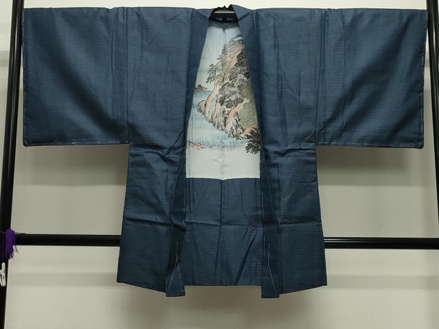 平和屋着物●男性　紬　アンサンブル　100亀甲　総詰め　正絹　逸品　CABD9094gh
