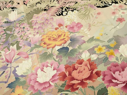 平和屋着物●本加賀友禅作家　村下信吉　黒留袖　鴛鴦花蝶文　正絹　逸品　CABD9097gh