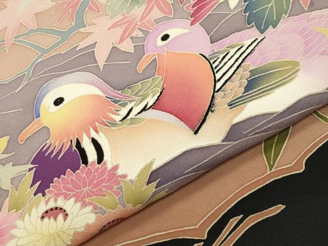 平和屋着物○本加賀友禅作家 村下信吉 黒留袖 鴛鴦花蝶