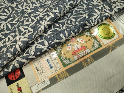 平和屋着物●本場縞大島紬　京友禅　笹文　武島織物謹製　証紙付き　正絹　逸品　CABD9101gh