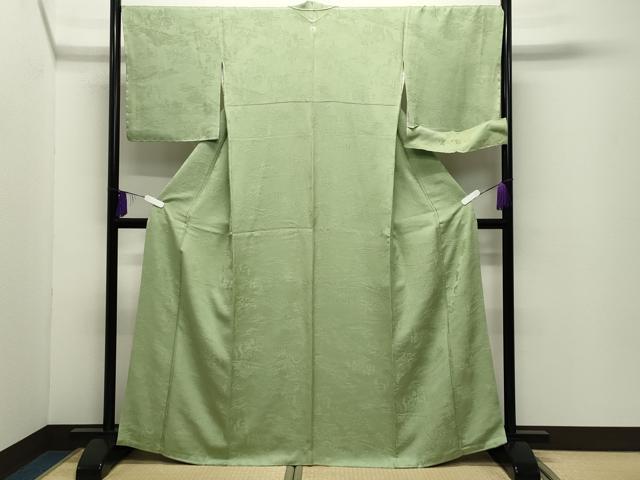 平和屋着物●上質な色無地　寿光織　宮中絵図　さが美扱い　献上工場謹製　反端付き　正絹　逸品　CABD9104gh