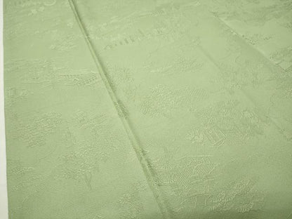 平和屋着物●上質な色無地　寿光織　宮中絵図　さが美扱い　献上工場謹製　反端付き　正絹　逸品　CABD9104gh