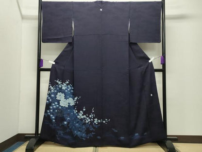 平和屋着物●藍友禅作家　橋詰清貫　色留袖　手描き　花車文　正絹　逸品　CABD9108gh