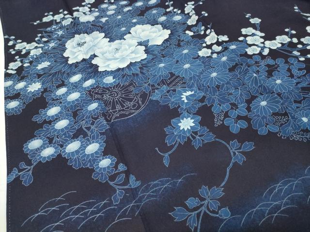 平和屋着物●藍友禅作家　橋詰清貫　色留袖　手描き　花車文　正絹　逸品　CABD9108gh