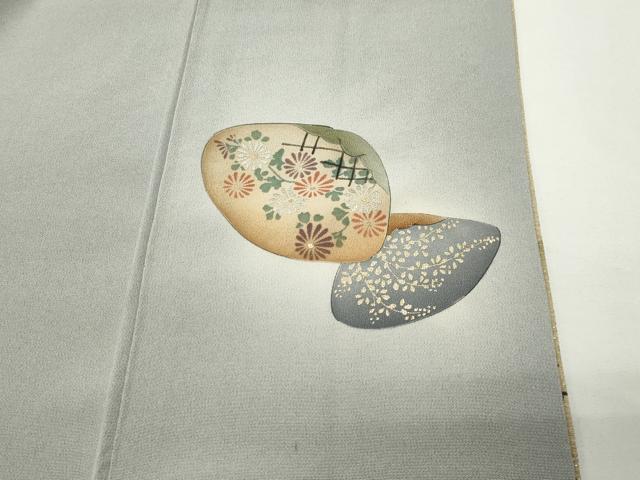 平和屋着物●友禅師・京の名工・伝統工芸士・樽本伊勢蔵　訪問着　源氏物語　暈し染め　金銀彩　反端付き　正絹　逸品　CABD9109gh 平和屋着物▽友禅師・京の名工・伝統工芸士・樽本伊勢蔵 訪問着 手描き