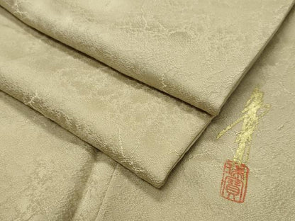 平和屋着物●本草木染作家　瑞寶　色無地　堅牢草木染　霞地紋　砥粉色　反端付き　正絹　逸品　CABD9112gh