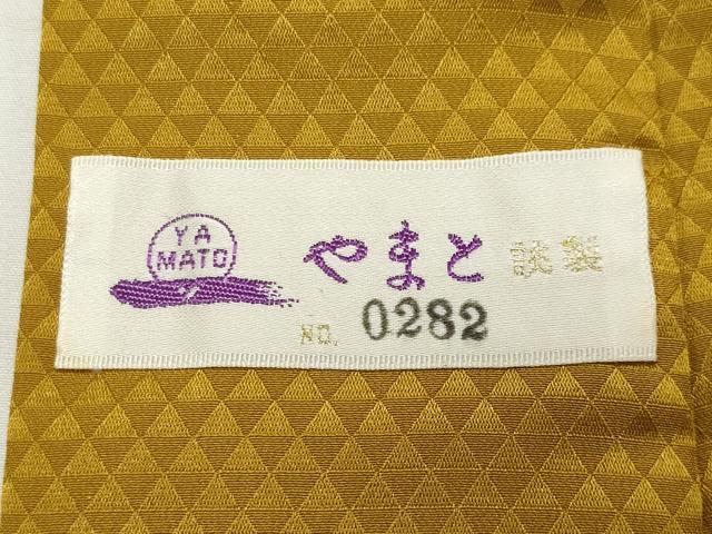 平和屋着物●長襦袢　無双仕立て　鱗地紋　櫨染色　やまと誂製　正絹　逸品　CABD9119gh 平和屋着物○長襦袢 無双仕立て 鱗地紋 櫨染色 やまと誂製 正絹 逸品