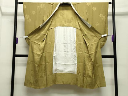 平和屋着物●長襦袢　無双仕立て　楓地紋　桑染色　半衿刺繍　正絹　逸品　CABD9120gh