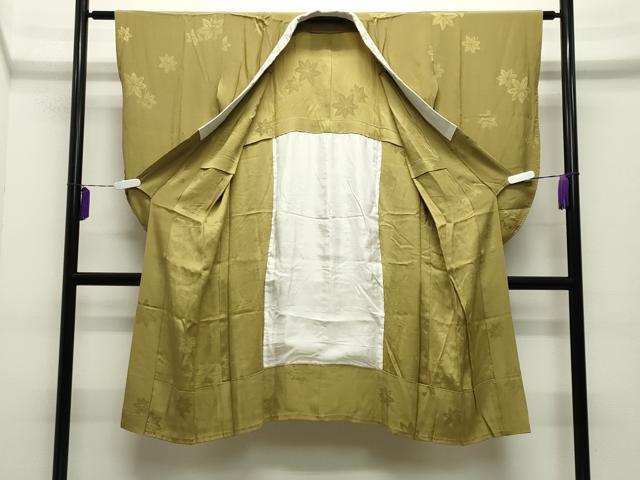 平和屋着物●長襦袢　無双仕立て　楓地紋　桑染色　半衿刺繍　正絹　逸品　CABD9120gh