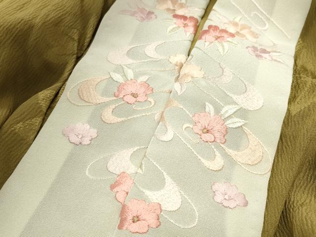 平和屋着物●長襦袢　無双仕立て　楓地紋　桑染色　半衿刺繍　正絹　逸品　CABD9120gh