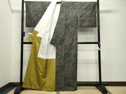 平和屋着物●菅原工房　菅原結作　漢方染　紬　総絞り　吉祥文　正絹　逸品　CABD9121gh