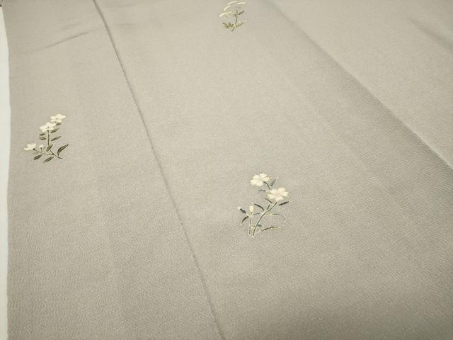平和屋着物●上質な小紋　草花文　金彩　鬼しぼ縮緬　正絹　逸品　未使用　CABD9122gh