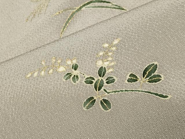 平和屋着物●上質な小紋　草花文　金彩　鬼しぼ縮緬　正絹　逸品　未使用　CABD9122gh