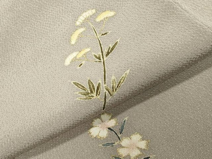 平和屋着物●上質な小紋　草花文　金彩　鬼しぼ縮緬　正絹　逸品　未使用　CABD9122gh