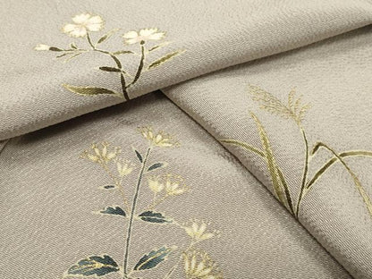 平和屋着物●上質な小紋　草花文　金彩　鬼しぼ縮緬　正絹　逸品　未使用　CABD9122gh
