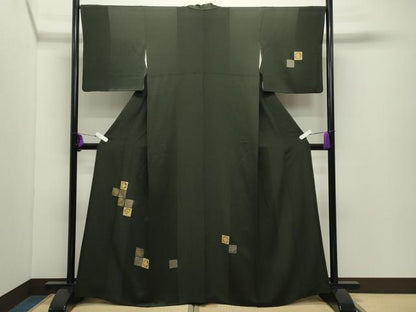 平和屋着物●訪問着　竹屋町刺繍　市松吉祥文　金彩　さが美扱い　正絹　逸品　CABD9123gh