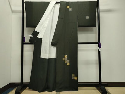 平和屋着物●訪問着　竹屋町刺繍　市松吉祥文　金彩　さが美扱い　正絹　逸品　CABD9123gh