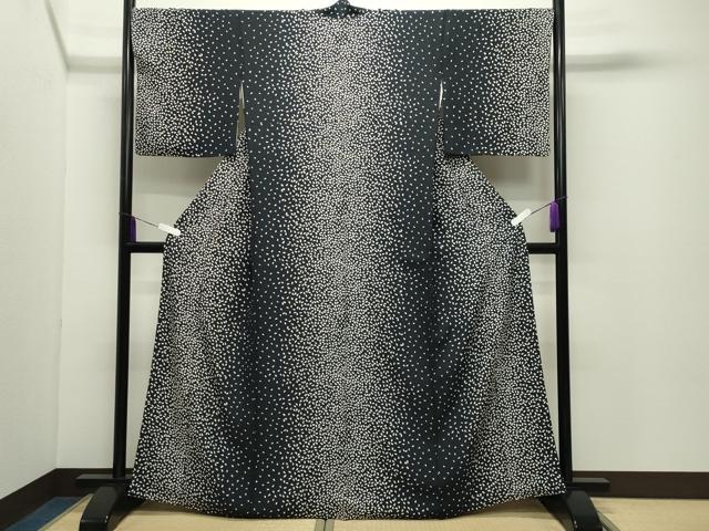平和屋着物●上質な小紋　舞桜文　黒地　正絹　逸品　CABD9125gh