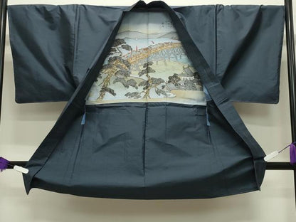 平和屋着物●男性　本場大島紬　アンサンブル　80亀甲　総詰め　正絹　逸品　未使用　CABD9126gh