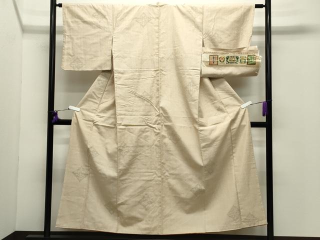 平和屋着物●結城紬　80亀甲　飛び亀甲柄　菱吉祥文　証紙付き　正絹　逸品　CABD9127gh 平和屋着物○結城紬 80亀甲 飛び亀甲柄 菱吉祥文 証紙付き 正絹