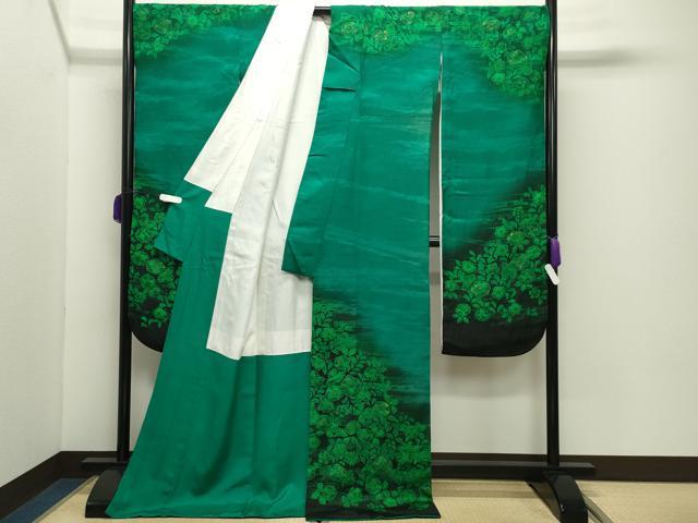平和屋着物●越後十日町の一流染匠　桐屋・翠山工房　振袖　辻が花　絞り　暈し染め　金彩　銀通し地　正絹　逸品　CABD9132gh