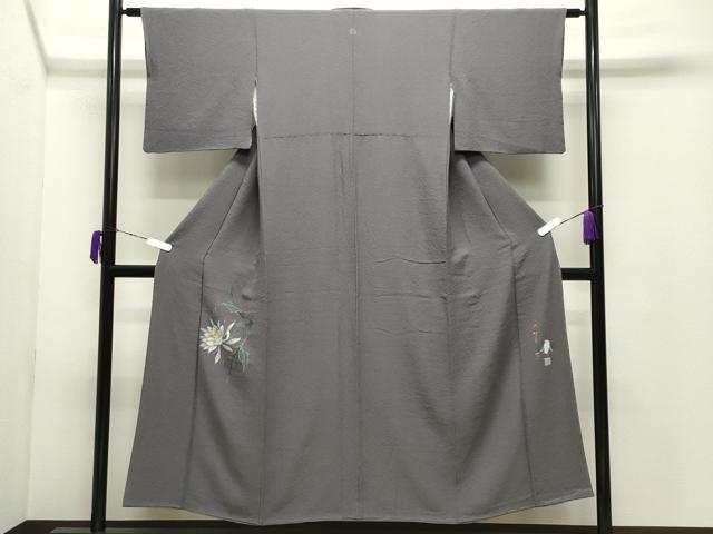 平和屋着物●東京友禅　菅有鬼一　色留袖　鷺　草花文　金彩　正絹　逸品　CABD9134gh