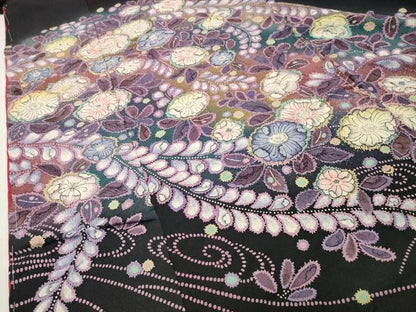 平和屋着物●豪華振袖　辻が花　絞り　黒地　金彩　仮絵羽　逸品　未使用　CABD9138gh