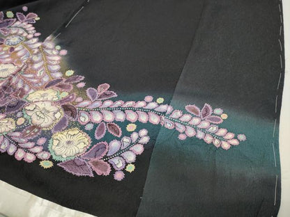 平和屋着物●豪華振袖　辻が花　絞り　黒地　金彩　仮絵羽　逸品　未使用　CABD9138gh