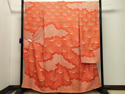 平和屋着物●豪華振袖　総絞り　雲取り松文　正絹　逸品　CABD9139gh