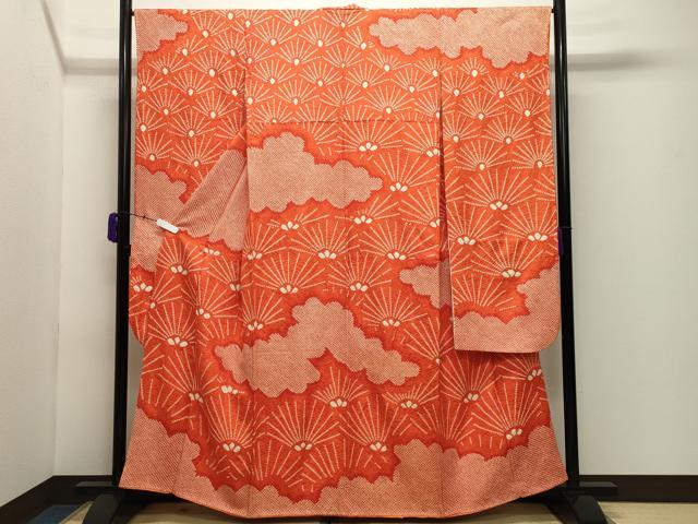 平和屋着物●豪華振袖　総絞り　雲取り松文　正絹　逸品　CABD9139gh